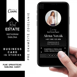 BLACK Business Card - Digitálna vizitka Realitného Makléra - IG Stories