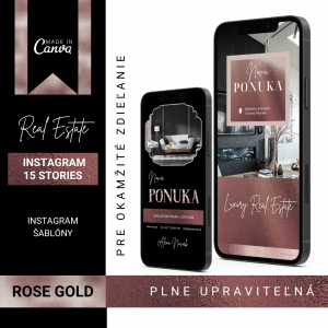 15 Rose Gold Realitných šablón - IG Stories