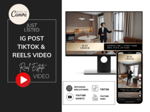 Gold Realitné Video šablóny, Realitné Youtube video, TikTok Video Šablóna Canva, TikTok Video, IG Reels, YT Shorts pre Realitných Maklérov  / EN