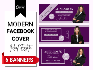 6x Šablóna Facebook Cover Realitného Makléra, Realitný Merketing, Titulná Fotka Facebooku Realitného Makléra