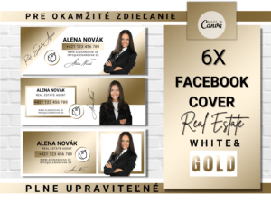 6x White Gold šablóna Facebook cover pre realitného makléra