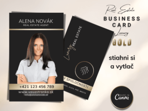 Offline Business Card GOLD & Black 02 – Obojstranná vertikálna vizitka, Stiahni si a vytlač