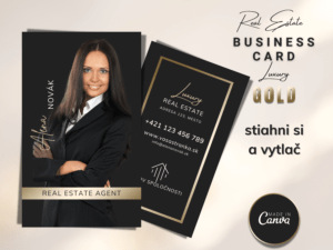 Offline Business Card GOLD & Black 01 – Obojstranná vertikálna vizitka, Stiahni si a vytlač