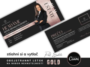 Rose GOLD obojstranný leták na nábor nehnuteľností